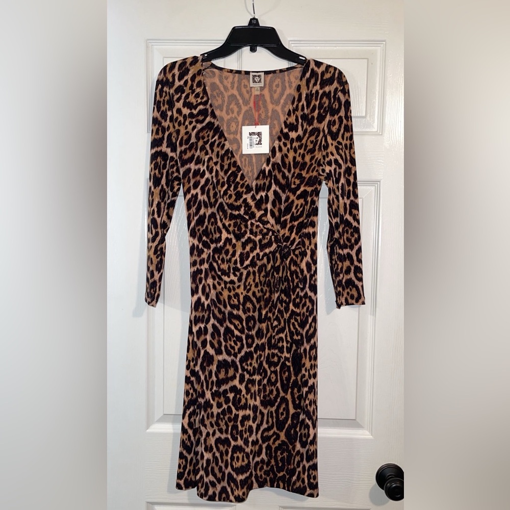 NWT Anne Klein leopard print wrap dress size 6